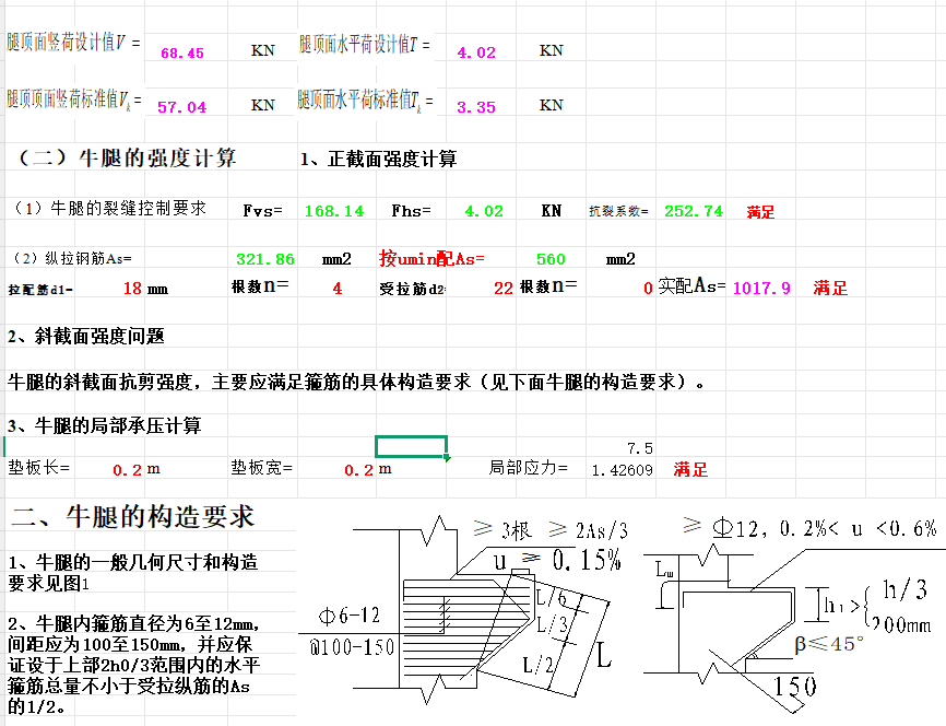 牛腿的几何尺寸与强度计算表.png
