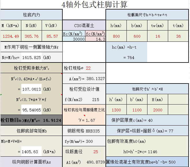 外包式柱脚计算（ERXCEL）(点击下载文件） 工程造价资料封面