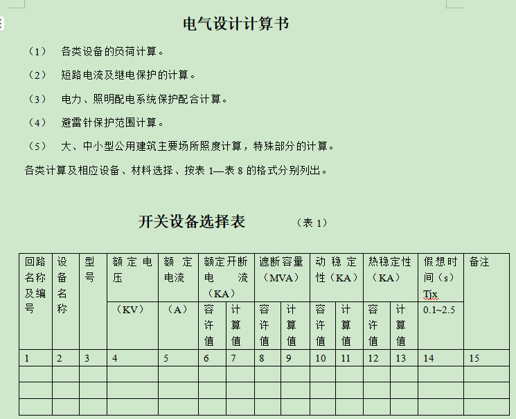 电气设计计算书（点击下载文件）文章主图
