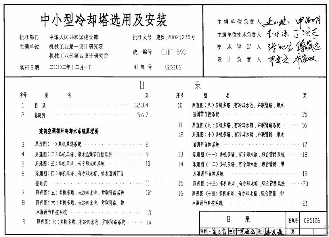 02S106中小型冷却塔选用及安装（点击下载文件） 工程造价资料封面