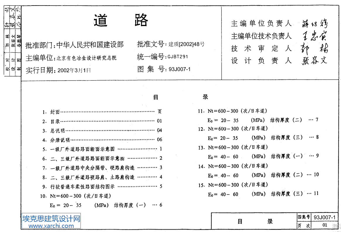 93J007-1 道路（点击下载文件） 工程造价资料封面